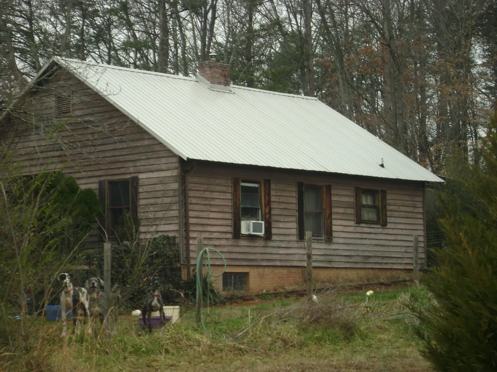 White metal roof on an old wood sided farmhouse, from a Metal Roof Installation job in Gravel Switch